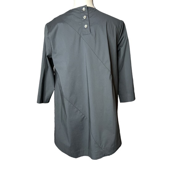 J.Jill Blouse Size Small Petite in Black Diagonal Hem Three-Quarter Sleeve - Picture 2 of 6